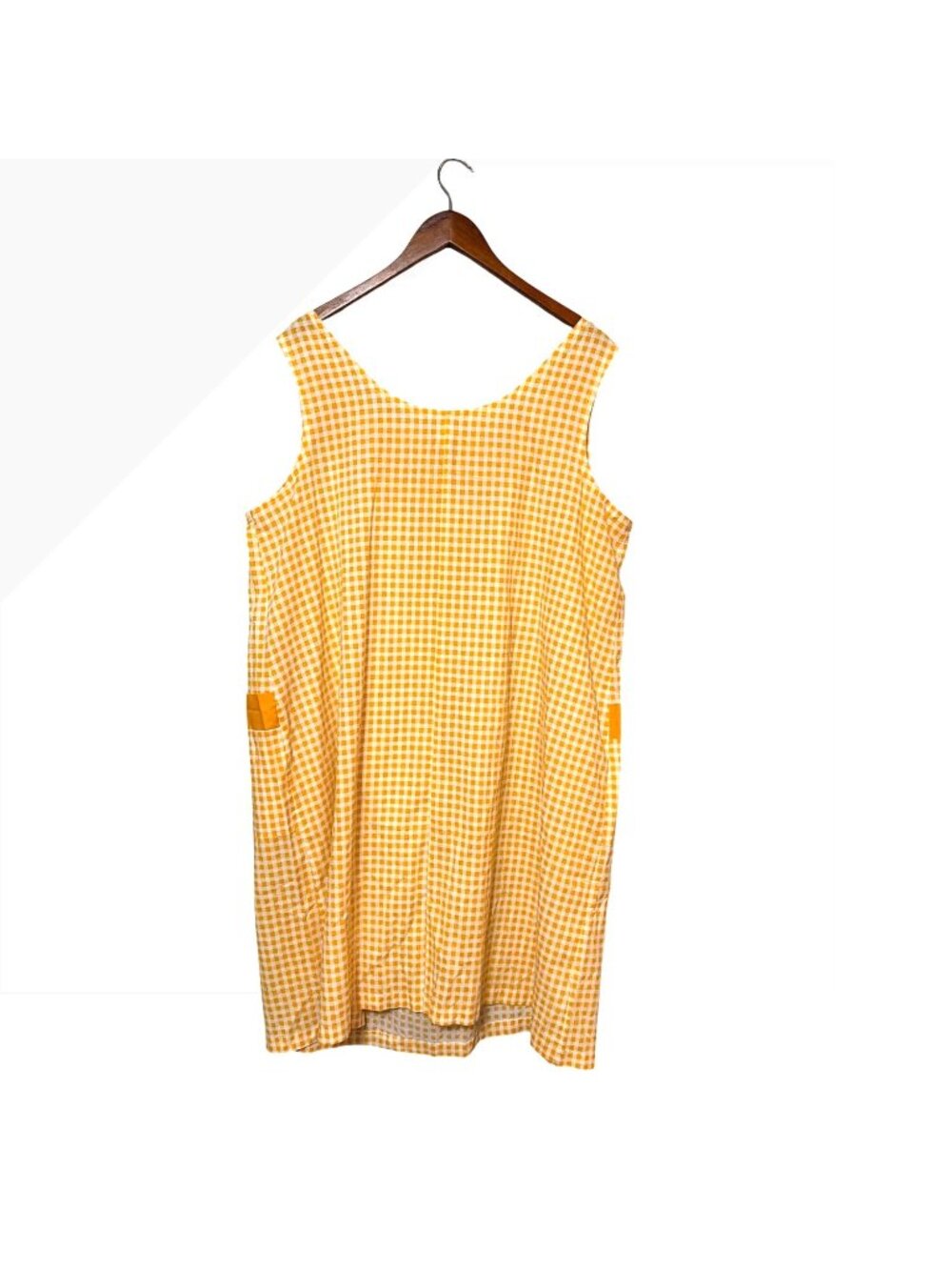 Vintage Sears Yellow & White Gingham Apron Dress With Pockets 2XL - Picture 2 of 5